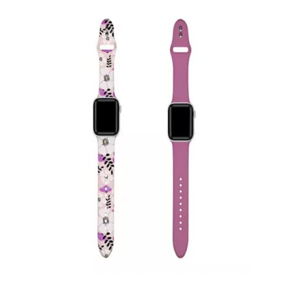 Purple Floral and Purple 2-Piece Silicone Band for Apple Watch 42mm - Picture 8 of 8